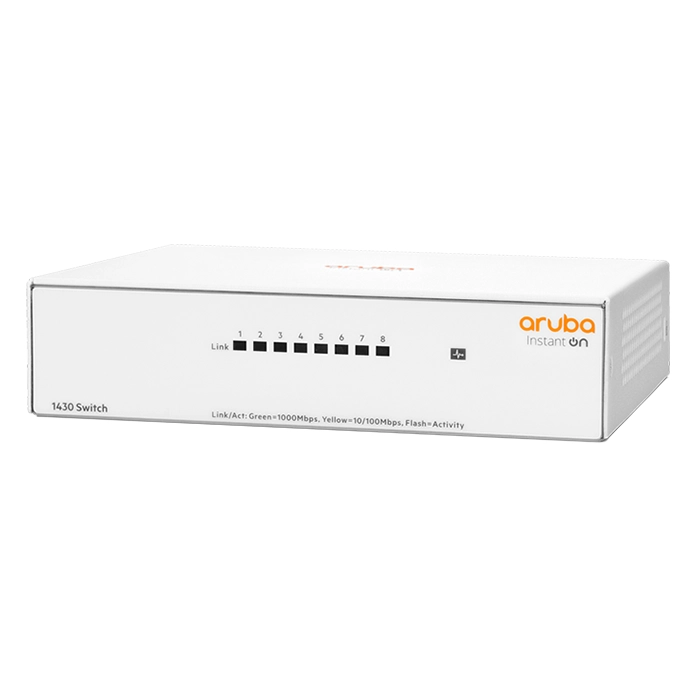 HP R8R45A | Aruba Instant On 1430 8G 8-Ports RJ-45 10/100/1000Base-T Gigabit Ethernet Rack-Mountable Layer 2 Unmanaged Network Switch Refurbished - Hewlett-Packard (ou HP en abrégé) refurbished available on Gotodirect