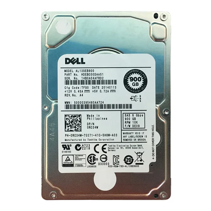 Dell RC34W | 900GB 10000RPM SAS 6Gb/s Hot-Pluggable Dual Port (512n) 2.5-Inch Hard Drive for PowerEdge Server & PowerVault Storage Array Refurbished - Dell refurbished available on Gotodirect