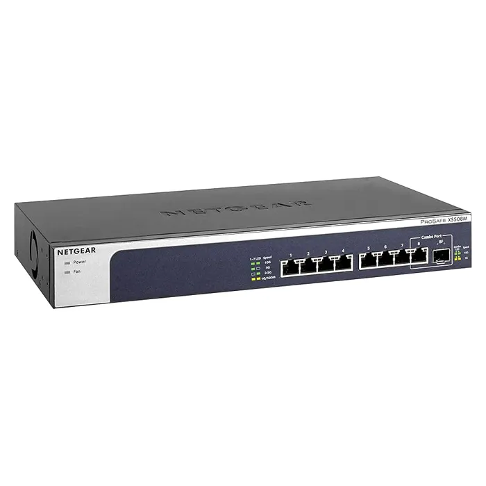 Netgear XS508M-100NAS | XS508M 7 x 10Gigabit/Multi-Gigabit Copper Ports 10GBase-X + 1 x 10G/1G SFP+ and Copper combo Ports Layer 3 Managed Gigabit Ethernet Network Switch Refurbished - Netgear refurbished available on Gotodirect