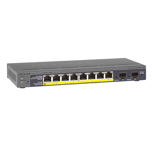 Netgear GS110TP-300NAS | GS110TP 8 x RJ-45 Ports PoE 10/100/1000Base-T + 2 x SFP Ports Layer 3 Managed Gigabit Ethernet Network Switch Refurbished - Netgear refurbished available on Gotodirect