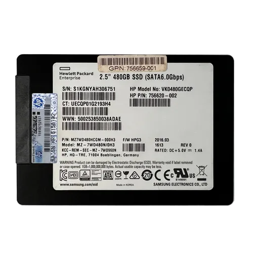 HP VK0480GECQP | 480GB Multi-Level Cell SATA 6Gb/s Hot Swappable Value Endurance SFF 2.5-Inch Solid State Drive for ProLiant Server Gen8 Refurbished - Hewlett-Packard (ou HP en abrégé) refurbished available on Gotodirect