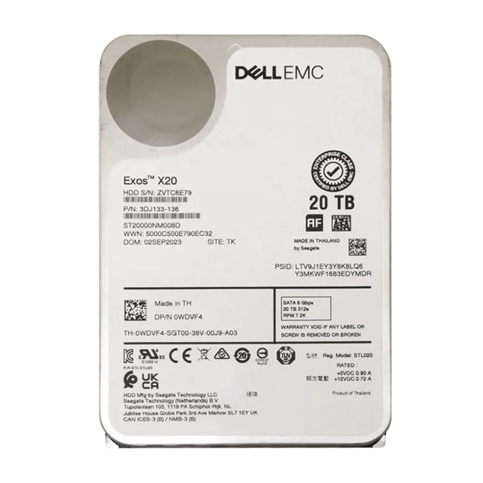 Dell WDVF4 | 20TB 7200RPM 6Gb/s SATA Hot Plug 3.5-inch Hard Drive Refurbished - Dell refurbished available on Gotodirect