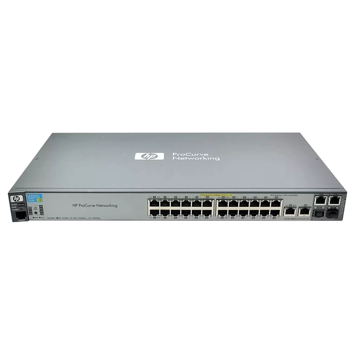 HP J9138-61002 | ProCurve 2520 Series 2520-24-PoE 24 x 10/100Base-TX RJ-45 PoE and 2 x 10/100/1000Base-T RJ-45 and 2 x 10/100/1000Base-T RJ45/SFP (mini-GBIC) Ports Layer 2 Managed Fast Ethernet Network Switch Refurbished - Hewlett-Packard (ou HP en abrégé) refurbished available on Gotodirect