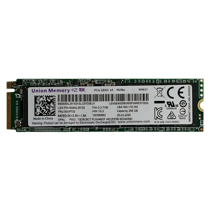 Lenovo 00UP732 | 256GB TLC PCI Express 3.0 x4 NVMe M.2 2280 Internal Solid State Drive Refurbished - Lenovo refurbished available on Gotodirect