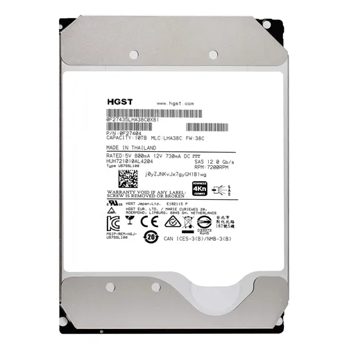 HGST HUH721010AL4204 | Ultrastar DC HC510 Series 10TB 7200RPM SAS 12Gb/s 256MB Cache 4Kn (Secure Erase Encryption) 3.5-inch Hard Drive Refurbished - HGST (a subsidiary of Western Digital) refurbished available on Gotodirect