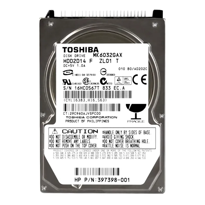HP 397398-001 | 60GB 5400RPM IDE Ultra ATA/100 (ATA-6) 2.5-Inch Hard Drive and Connector Refurbished - Hewlett-Packard (ou HP en abrégé) refurbished available on Gotodirect