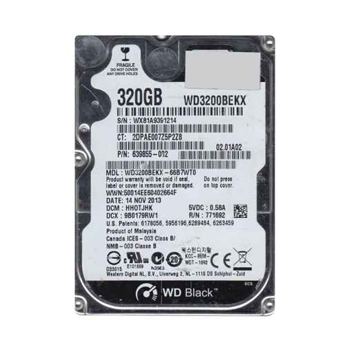 HP 639855-002 | 320GB 7200RPM SATA 3Gb/s 16MB Cache 2.5-inch Hard Drive Refurbished - Hewlett-Packard (ou HP en abrégé) refurbished available on Gotodirect
