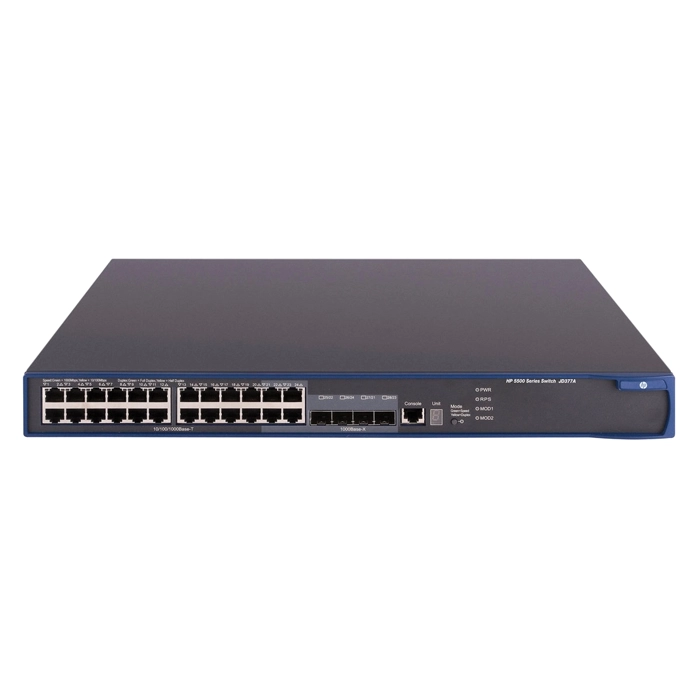 HP JD377-61001 | 5500 EI Series 5500-24G EI 24 x 10/100/1000Base-T RJ-45 and 4 x Shared SFP (mini-GBIC) Ports and 2 x Expansion Module Slots Layer 4 Managed Stackable Gigabit Ethernet Network Switch Refurbished - Hewlett-Packard (ou HP en abrégé) refurbished available on Gotodirect