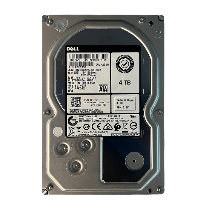 Dell 61FFW | 4TB 7200RPM SATA 6Gb/s Hot-Pluggable (512n) 3.5-Inch Hard Drive for PowerEdge Servers Refurbished - Dell refurbished available on Gotodirect