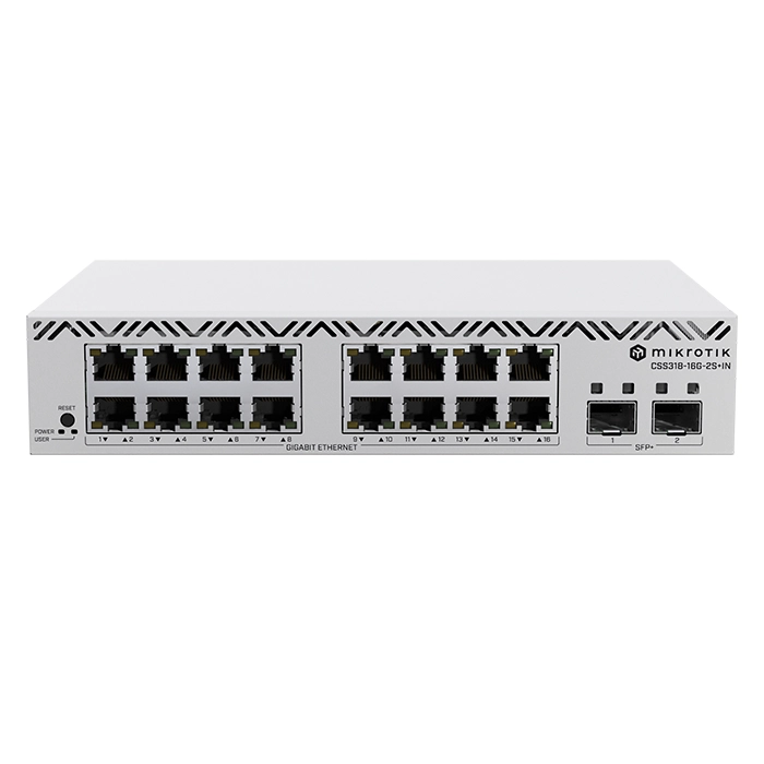 Buy Mikrotik CSS318-16G-2S+IN | 16x Gigabit Ethernet with 2x 10GbE SFP+ Ports Managed Network Switch Refurbished - $441.37 Mikrotik CSS318-16G-2S+IN | 16x Gigabit Ethernet with 2x 10GbE SFP+ Ports Managed Network Switch Refurbished - MikroTik refurbished available on Gotodirect