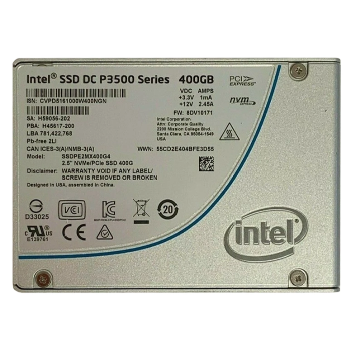 Intel SSDPE2MX400G401 | DC P3500 400GB Multi-Level Cell PCI Express 3.0 x4 NVMe U.2 2.5-Inch Solid State Drive Refurbished - Intel refurbished available on Gotodirect