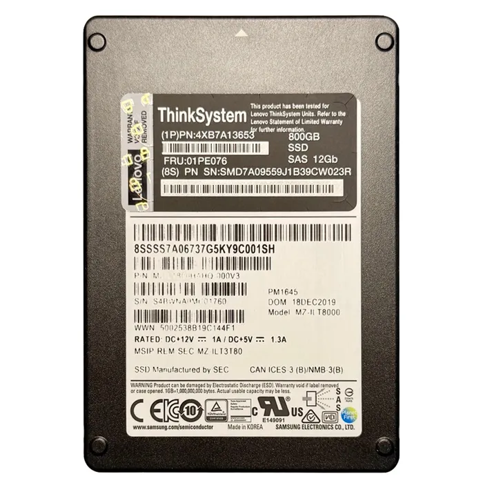 Lenovo 4XB7A13653 | 800GB SAS 12Gb/s Hot Swappable Mainstream Endurance 2.5-Inch Solid State Drive Refurbished - Lenovo refurbished available on Gotodirect