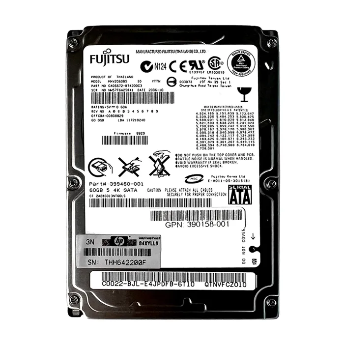 HP 390158-001 | 60GB 5400RPM SATA 1.5Gb/s 8MB Cache Hot-Swappable 2.5-inch Hard Drive Refurbished - Hewlett-Packard (ou HP en abrégé) refurbished available on Gotodirect
