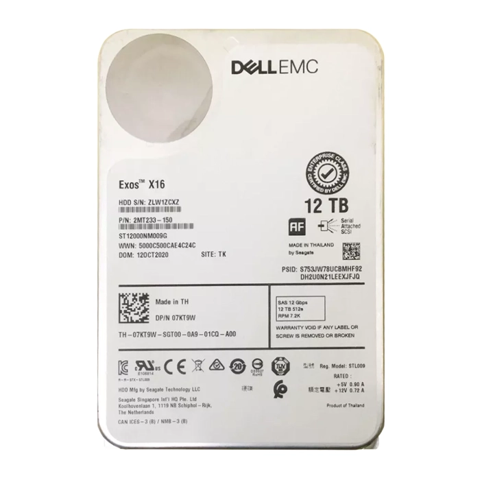 Dell 07KT9W | 12TB 7200RPM SAS 12Gb/s 3.5-Inch Hard Drive Refurbished - Dell refurbished available on Gotodirect