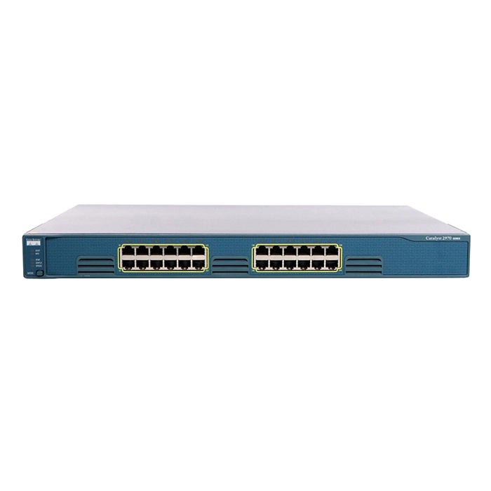 Cisco WS-C2970G-24T-E-RF | Catalyst 2970 Series 2970G-24T 24 x RJ-45 Ports 10/100/1000Base-T + 4 x SFP Ports Layer 2 Managed 1U Rack-mountable Gigabit Ethernet Network Switch Refurbished - Cisco Systems Inc. refurbished available on Gotodirect
