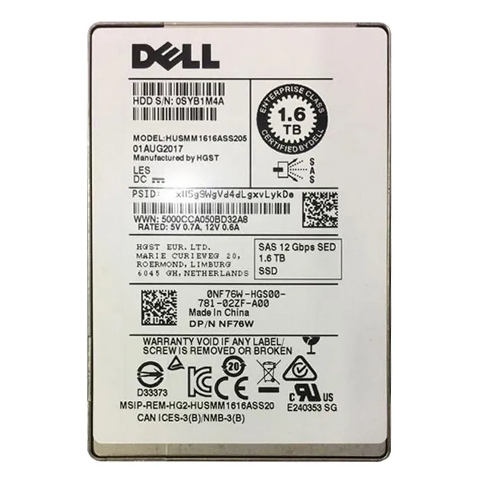 Dell NF76W | 1.6TB SAS 12Gb/s Hot-Pluggable Mixed Use (512n) (SED) 2.5-Inch Solid State Drive for PowerEdge and PowerVault Servers Refurbished - Dell refurbished available on Gotodirect
