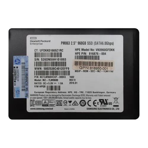 HP 816876-004 | 960GB Multi-Level Cell SATA 6Gb/s Read Intensive SFF 2.5-Inch Solid State Drive for ProLiant BL460c Gen10 Refurbished - Hewlett-Packard (ou HP en abrégé) refurbished available on Gotodirect