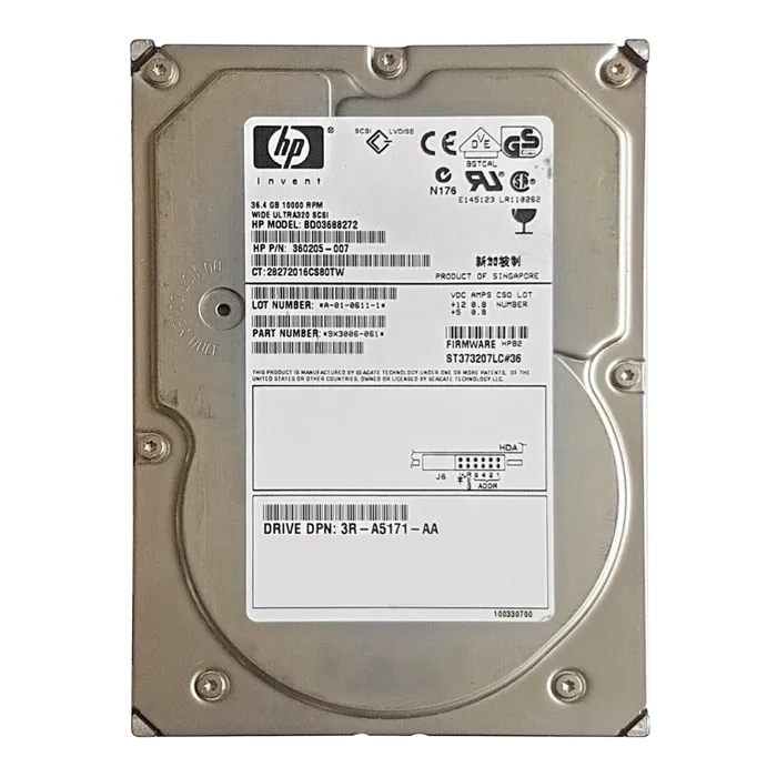 HP 3R-A5171-AA | 36.4GB 10000RPM Ultra320 SCSI 8MB Cache Hot Swappable LVD 80-Pin 3.5-inch Hard Drive Refurbished - Hewlett-Packard (ou HP en abrégé) refurbished available on Gotodirect