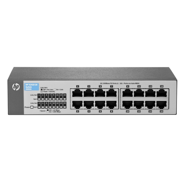 HP J9662-61001 | OfficeConnect 1410 Series 1410-16 16 x 10/100Base-TX RJ-45 Ports Layer 2 Unmanaged Fast Ethernet Network Switch Refurbished - Hewlett-Packard (ou HP en abrégé) refurbished available on Gotodirect