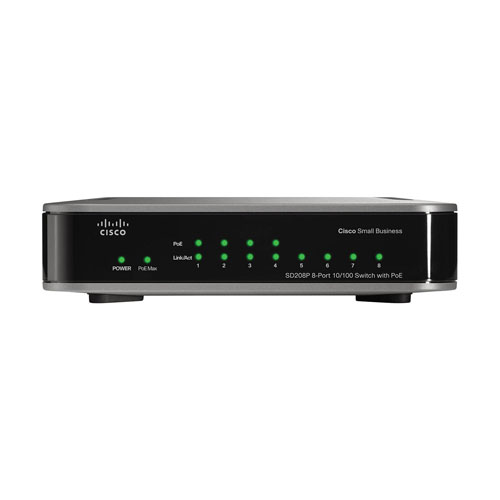 Cisco SD208P-RF | Small Business 8 x Ports PoE 10/100Base-T Layer2 Unmanaged Fast Ethernet Network Switch Refurbished - Cisco Systems Inc. refurbished available on Gotodirect