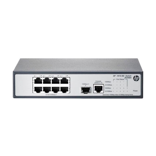 HP JG348-61101 | OfficeConnect 1910 Series 1910-8G 8 x RJ-45 10/100/1000Base-T and 1 x SFP (mini-GBIC) Ports Layer 3 Managed Gigabit Ethernet Network Switch Refurbished - Hewlett-Packard (ou HP en abrégé) refurbished available on Gotodirect