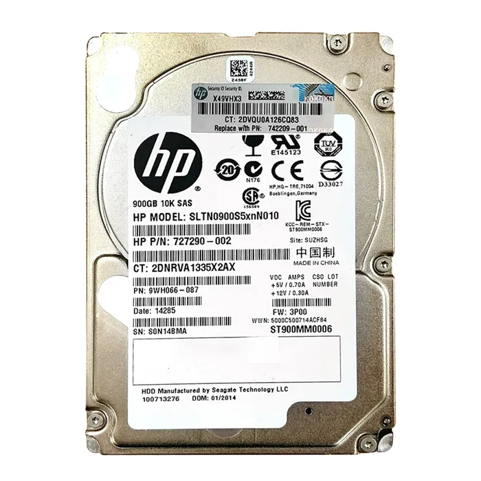 Buy HP 727290-002 | 900GB 10000RPM SAS 6Gb/s Hot-Pluggable Dual Port SFF 2.5-inch Hard Drive for 3PAR StoreServ M6710 Refurbished - $99.63 HP 727290-002 | 900GB 10000RPM SAS 6Gb/s Hot-Pluggable Dual Port SFF 2.5-inch Hard Drive for 3PAR StoreServ M6710 Refurbished - Hewlett-Packard (ou HP en abrégé) refurbished available on Gotodirect
