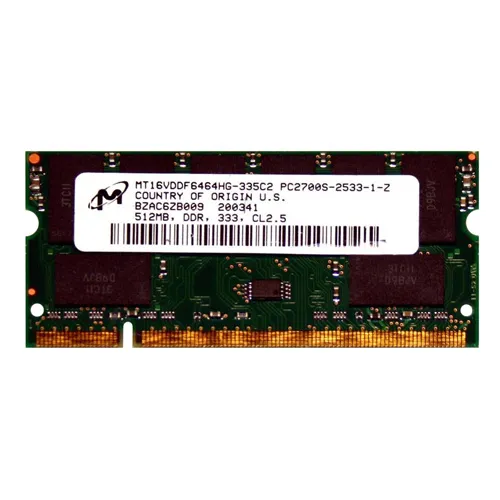 Micron MT16VDDF6464HG-335C2 | 512MB DDR-333MHz PC2700 Non-ECC Unbuffered SODIMM CL2.5 2Rx8 2.5V 200-Pin Memory Module Refurbished -  refurbished available on Gotodirect