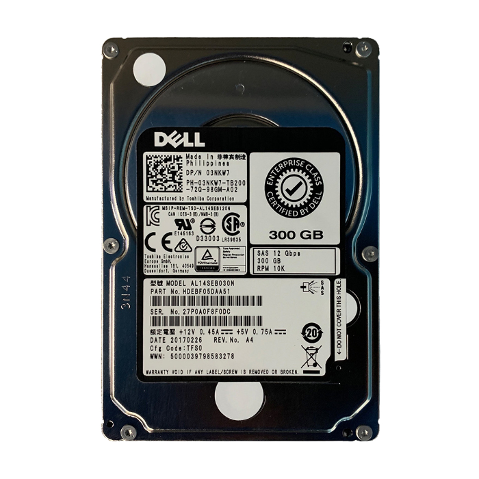 Dell 03NKW7 | 300GB 10000RPM SAS 12Gb/s Hot-Pluggable 2.5-Inch Hard Drive for PowerEdge Server & PowerVault Storage Array Refurbished - Dell refurbished available on Gotodirect