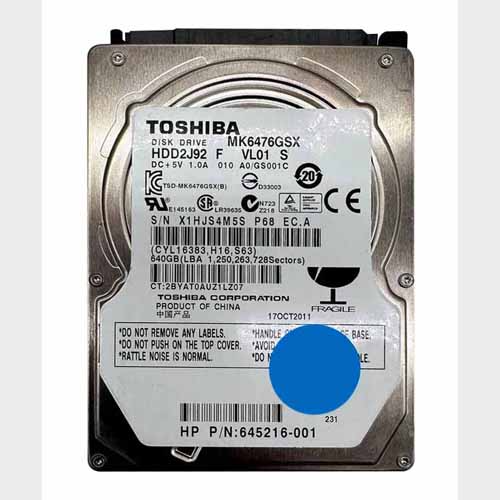 HP 645216-001 | 640GB 5400RPM SATA 3Gb/s 2.5-inch Hard Drive Refurbished - Hewlett-Packard (ou HP en abrégé) refurbished available on Gotodirect