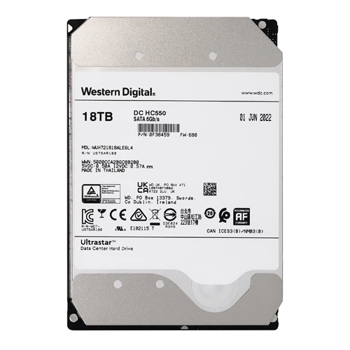Western Digital WUH721818ALE6L4 | Ultrastar DC HC550 18TB 3.5-inch 6GB/s SATA 7200RPM 512MB Cache 512e/4Kn SE Data Center Hard Drive Refurbished - Western Digital refurbished available on Gotodirect