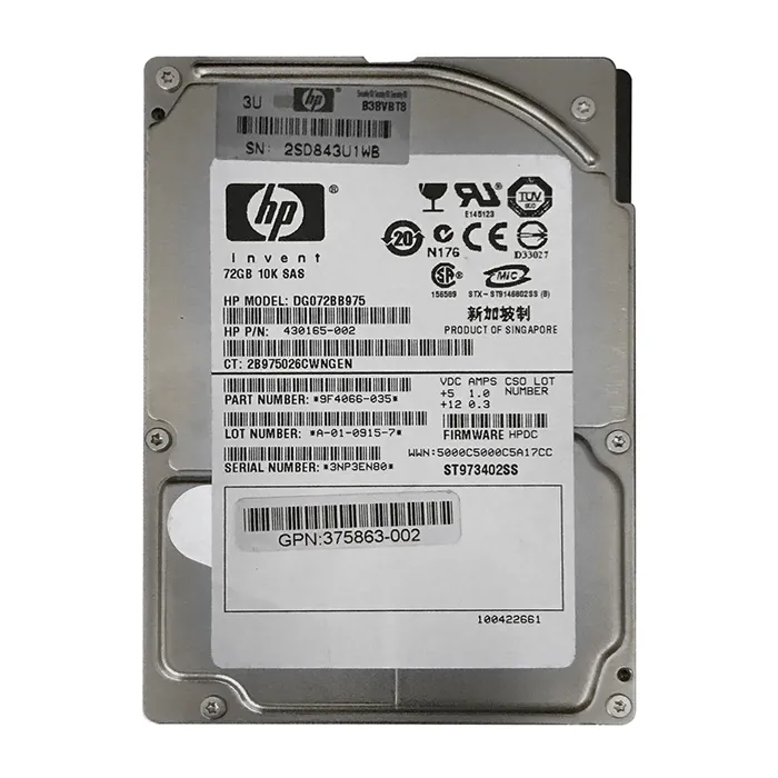 HP 375863-002 | 72GB 10000RPM SAS 3Gb/s Hot-Pluggable Dual Port SFF 2.5-inch Hard Drive Refurbished - Hewlett-Packard (ou HP en abrégé) refurbished available on Gotodirect