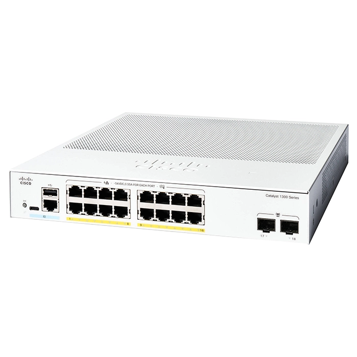Cisco C1300-16FP-2G-RF | Catalyst 1300 Series 1300-16FP-2G 16 x 10/100/1000Base-T RJ-45 PoE+ and 2 x 1GbE SFP Uplink Ports Layer 3 Managed Gigabit Ethernet Switch Refurbished - Cisco Systems Inc. refurbished available on Gotodirect