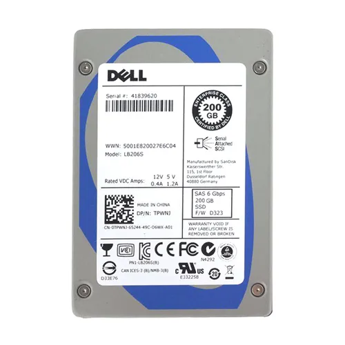Dell 0TPWNJ | 200GB Single-Level Cell SAS 6Gb/s Hot-Pluggable 2.5-Inch Solid State Drive for PowerEdge Servers Refurbished - Dell refurbished available on Gotodirect