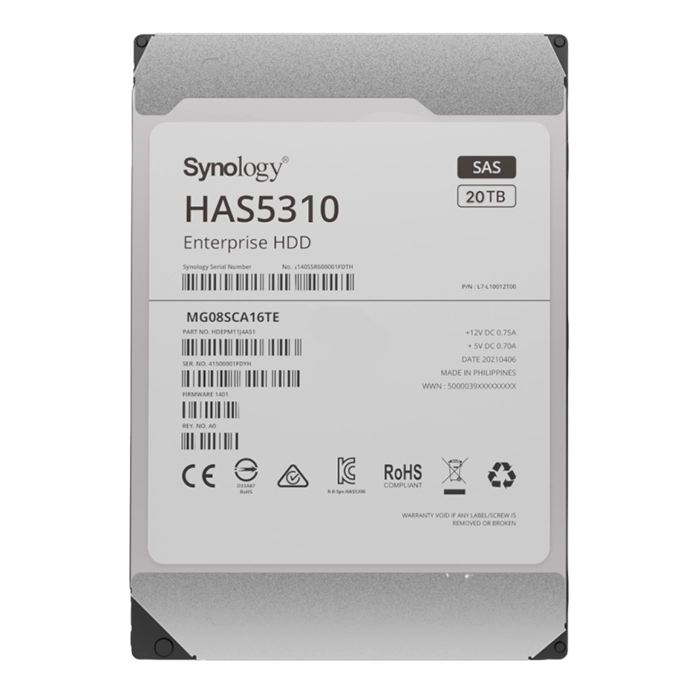 Synology HAS5310-20T | HAS5300 Series 20TB 7200RPM SAS 12Gb/s 512MB Cache 512e Helium Sealed 3.5-inch Internal Enterprise Hard Drive Refurbished -  refurbished available on Gotodirect
