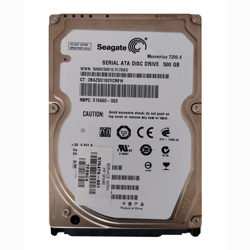 HP 575476-001 | 500GB 7200RPM SATA 3Gb/s 16MB Cache 2.5-inch Hard Drive Refurbished - Hewlett-Packard (ou HP en abrégé) refurbished available on Gotodirect