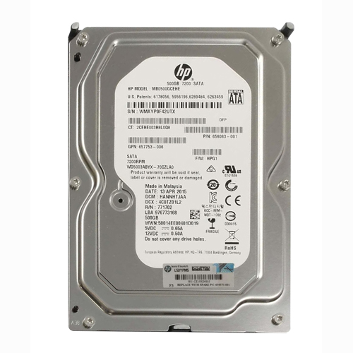 HP 657753-006 | 500GB 7200RPM SATA 6Gb/s NHP LFF Hot-Pluggable 3.5-inch Midline Hard Drive for Gen8 ProLiant Server Refurbished - Hewlett-Packard (ou HP en abrégé) refurbished available on Gotodirect