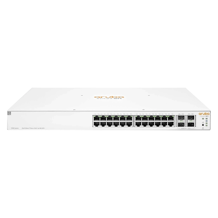 HP JL684-61001 | Aruba Instant On 1930 Series 1930-24G-Class4-PoE-4SFP/SFP+-370W 24 x 1000Base-T RJ-45 Class4 PoE and 4 x 10GbE SFP+ Ports Layer 3 Managed Gigabit Ethernet Network Switch Refurbished - Hewlett-Packard (ou HP en abrégé) refurbished available on Gotodirect
