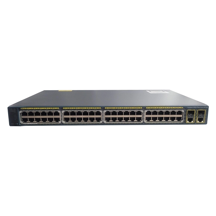 Cisco WS-C2960+48PST-S | Catalyst 2960-Plus Series 2960+48PST 48 x RJ-45 Ports 10/100Base-TX + 2 x GE (RJ-45) Ports + 2 x SFP Ports Layer 2 Managed 1U Rack-Mountable Gigabit Ethernet Network Switch Refurbished - Cisco Systems Inc. refurbished available on Gotodirect