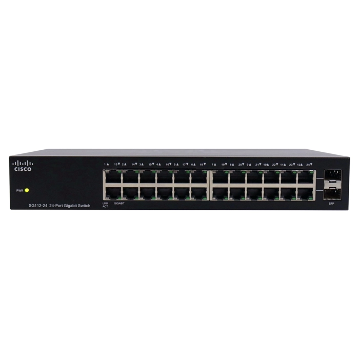 Cisco SG112-24-NA-RF | Small Business 110 Series SG112-24 24 x Ports 10/100/1000Base-T + 2 x Ports Combo SFP (mini-GBIC) Rack-Mountable 1U Unmanaged Gigabit Ethernet Network Switch Refurbished - Cisco Systems Inc. refurbished available on Gotodirect