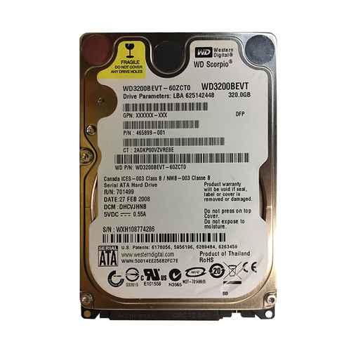 HP 465899-001 | 320GB 5400RPM SATA 3Gb/s Hot Swappable 8MB Cache 2.5-Inch Hard Drive Refurbished - Hewlett-Packard (ou HP en abrégé) refurbished available on Gotodirect