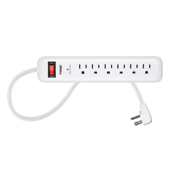 Monoprice 27854 | 6 Outlet Surge Protector Power Strip with Low-Profile Plug with 8ft Cord 1000 Joules White Refurbished -  refurbished available on Gotodirect