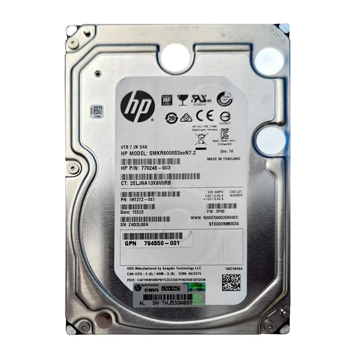 HP 794550-001 | 6TB 7200RPM SAS 6Gb/s LFF 3.5-inch Nearline Hard Drive for 3PAR StoreServ M6720 Refurbished - Hewlett-Packard (ou HP en abrégé) refurbished available on Gotodirect
