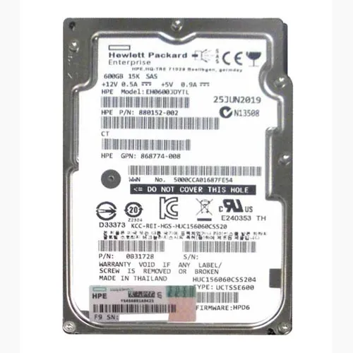 HP 880152-002 | 600GB 15000RPM SAS 12Gb/s (512n) Hot-Pluggable SFF 2.5-inch Hard Drive for Gen8/10 ProLiant Server/Storage Array Refurbished - Hewlett-Packard (ou HP en abrégé) refurbished available on Gotodirect