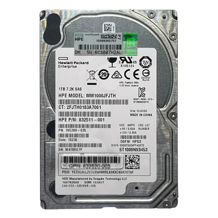 HP 832520-003 | 1TB 7200RPM SAS 12Gb/s Midline 2.5-Inch Internal Hard Drive with Smart Carrier Refurbished - Hewlett-Packard (ou HP en abrégé) refurbished available on Gotodirect