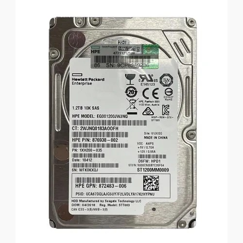 HP 876938-002 | 1.2TB 10000RPM SAS 12Gb/s Hot-Pluggable Dual Port (512n) SFF 2.5-inch Hard Drive for Gen1/7 ProLiant Server/Storage Array Refurbished - Hewlett-Packard (ou HP en abrégé) refurbished available on Gotodirect