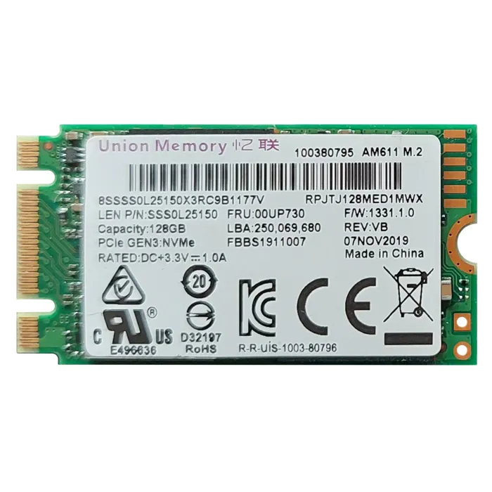 Lenovo 00UP730 | 128GB PCI Express Gen3 NVMe M.2 2242 Internal Solid State Drive Refurbished - Lenovo refurbished available on Gotodirect