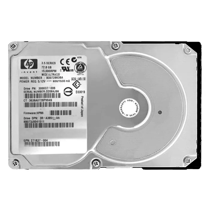 Buy HP 306637-006 | 72.8GB 10000RPM Ultra-320 SCSI Hot-Pluggable (LVD) 80-Pin 3.5-Inch Hard Drive Refurbished - $172.16 HP 306637-006 | 72.8GB 10000RPM Ultra-320 SCSI Hot-Pluggable (LVD) 80-Pin 3.5-Inch Hard Drive Refurbished - Hewlett-Packard (ou HP en abrégé) refurbished available on Gotodirect