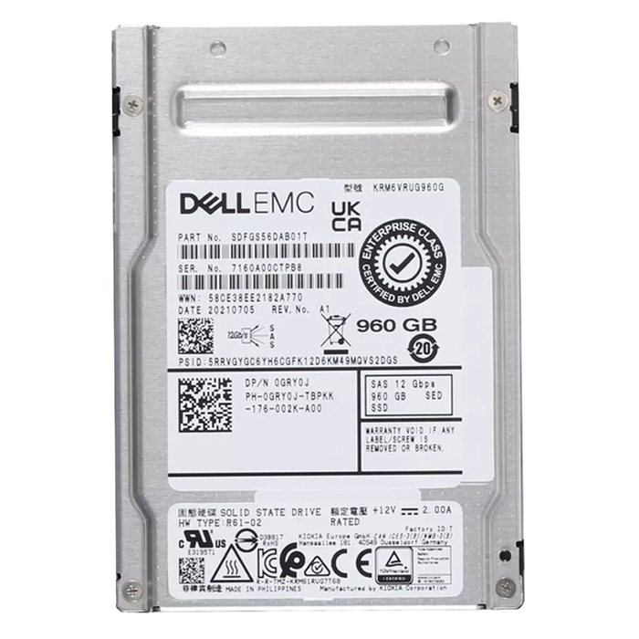 Dell GRY0J | 960GB 2.5-inch 12GB/s SAS Triple-Level Cell Read-Intensive SED Hot-Pluggable Solid State Drive for PowerEdge G14 - G16 Servers and Storage Arrays Refurbished - Dell refurbished available on Gotodirect