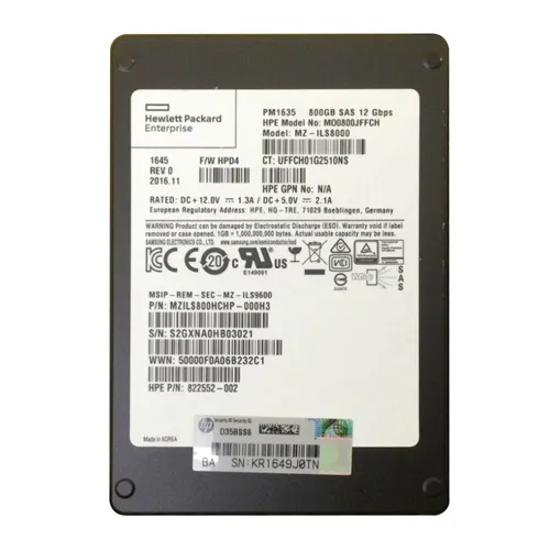 HP 822552-002 | 800GB SAS 12Gb/s Mixed Use 2.5-inch Solid State Drive Refurbished - Hewlett-Packard (ou HP en abrégé) refurbished available on Gotodirect