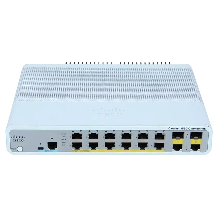 Buy Cisco WS-C3560C-12PC-S | Catalyst 3560-C Series 3560C-12PC-S 12 x 10/100Base-TX RJ-45 PoE+ and 2 x 1G RJ-45/SFP Dual Purpose Uplink Ports Layer 2 Managed Fast Ethernet Network Switch Refurbished - $518.68 Cisco WS-C3560C-12PC-S | Catalyst 3560-C Series 3560C-12PC-S 12 x 10/100Base-TX RJ-45 PoE+ and 2 x 1G RJ-45/SFP Dual Purpose Uplink Ports Layer 2 Managed Fast Ethernet Network Switch Refurbished - Cisco Systems Inc. refurbished available on Gotodirect